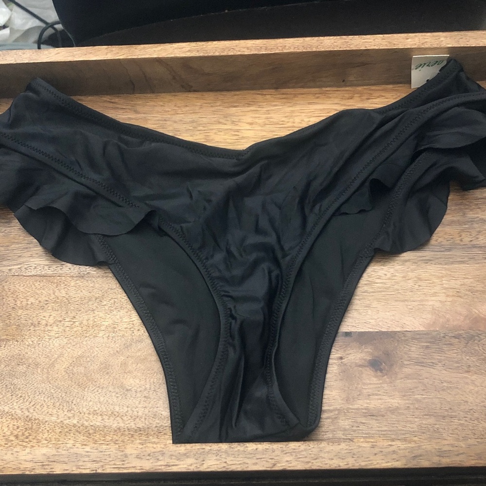aerie Black Ruffle Bikini Bottom